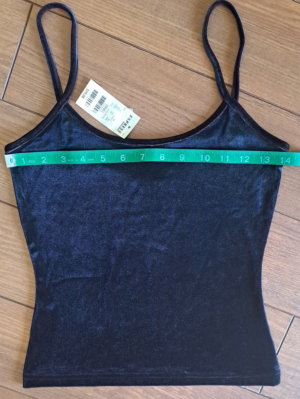 Express World Brand Velvet Cami Top Small Black Burgundy Y2K - Picture 6 of 9